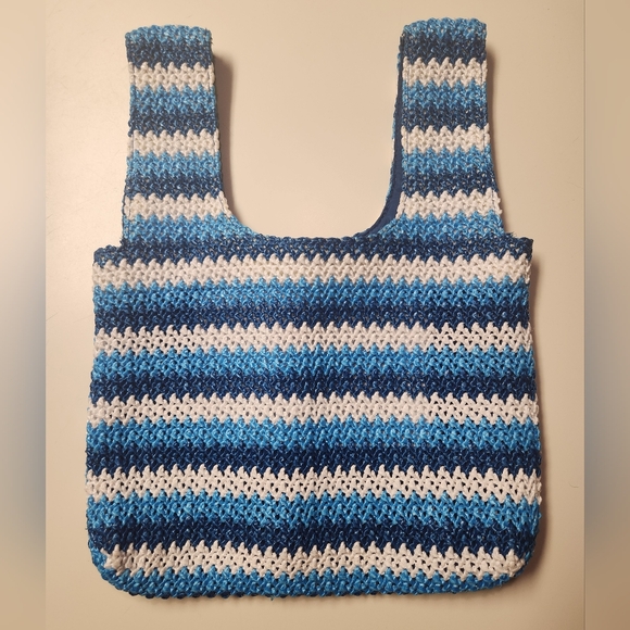 Target Future Collective Alani Noelle Blue Chevron Print Striped Satchel Tote - Picture 1 of 3